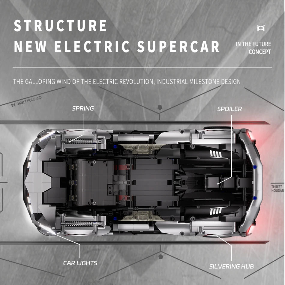 Lamborghinied Terzo Sian Building Blocks Car (1278Pcs)