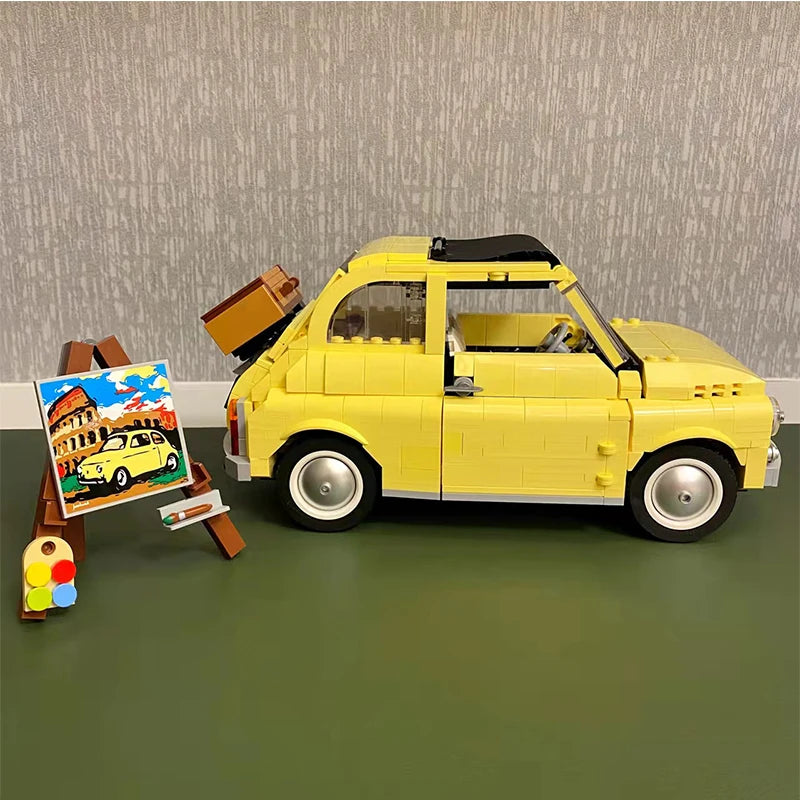 Fiat 500 Building Blocks 10271 Classic Yellow Car Model Creator (960pcs)