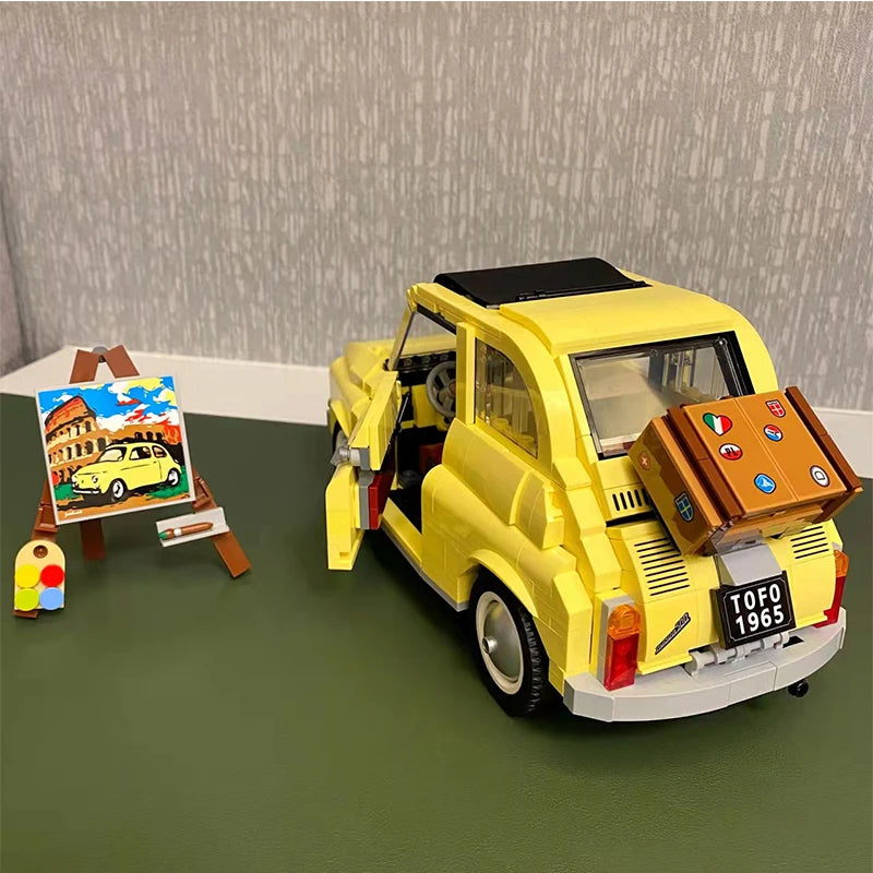 Fiat 500 Building Blocks 10271 Classic Yellow Car Model Creator (960pcs)