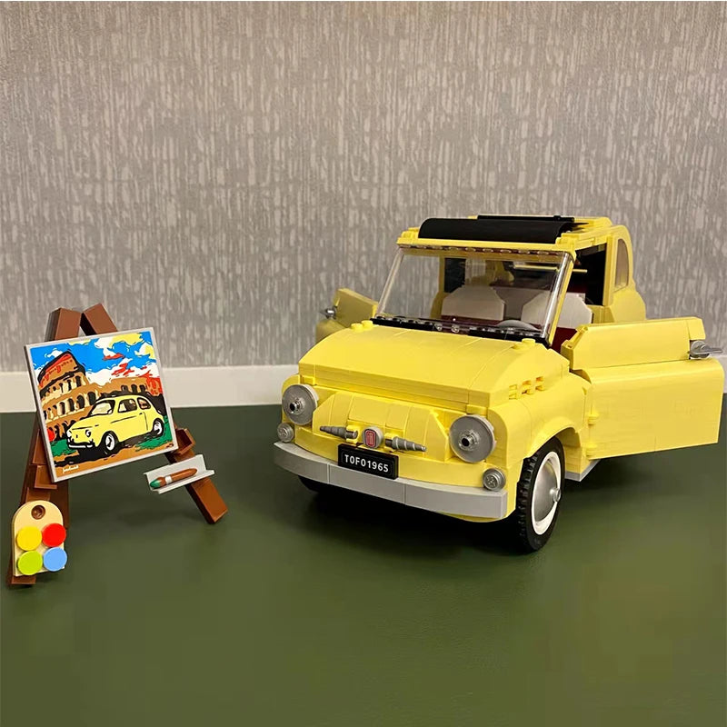 Fiat 500 Building Blocks 10271 Classic Yellow Car Model Creator (960pcs)